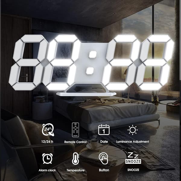 3D LED Digital Väggklocka Stor Luminous Väckarklocka Ljudlös