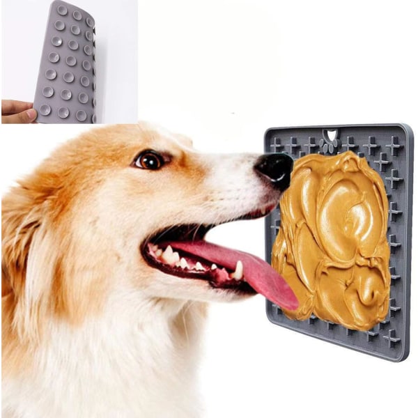 1 st grå silikon slickplatta för husdjur hund slickplatta valp