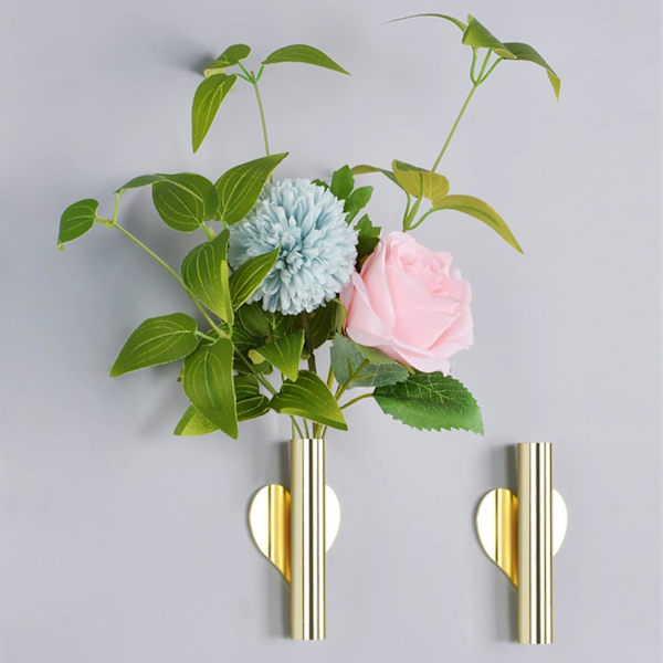 Metallisk väggvas, 3 gyllene magiska vaser Metallvas, blomster väggkonst,