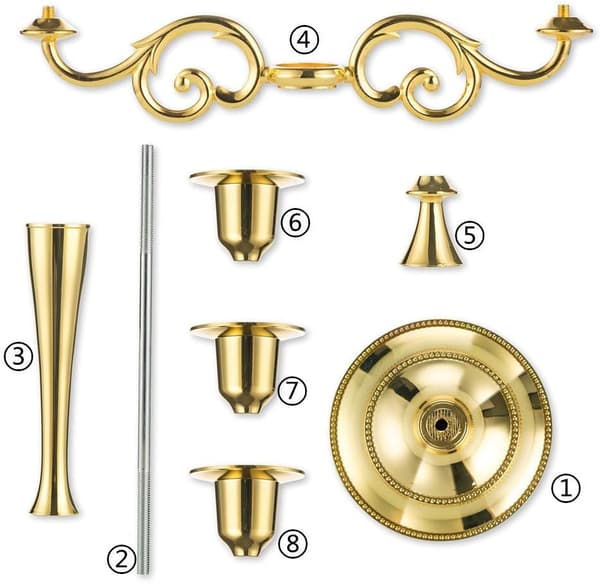 3 Lysestaker til Bryllup (Gull), Sink Legering Lys, Spisebord