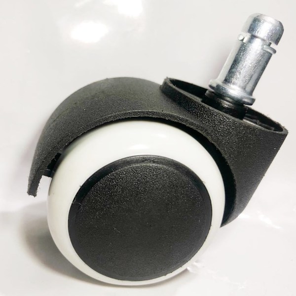 Kontorstolhjul 2 tommer PU Dobbelt Hjul M10x14mm Gjenget Stamme Svingbart Hjul Hvit, 5 stk