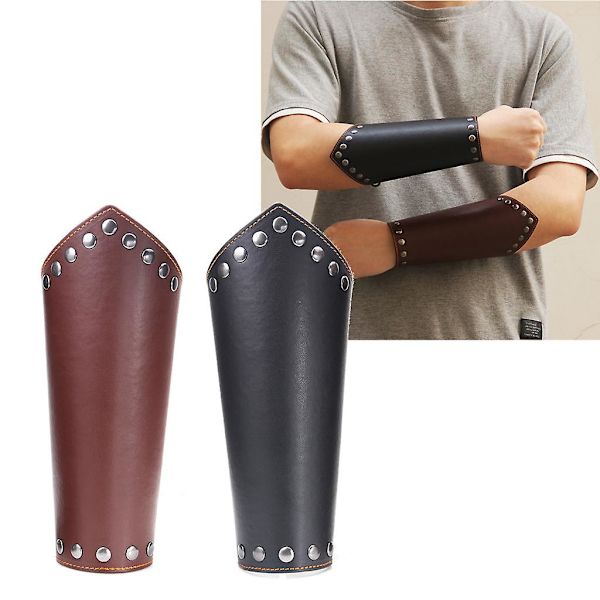 2-pack konstläder armguarder medeltida riddare handledsskydd läderhandske handled