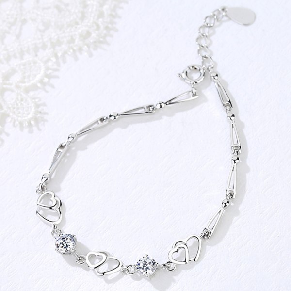 Heart with silver foot clasp bracelet female love heart-shaped