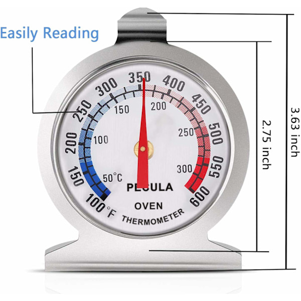 Ugnstermometer 50-300°C/100-600°F, Ugn Grill Stek Kock Rökare Termometer Direktläsning Rostfritt Stål Termometer