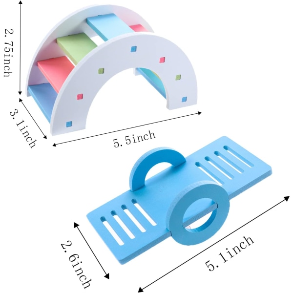 3 Stykker Hamsterleker, Regnbuebro, Vippe, Vippe, Hamster