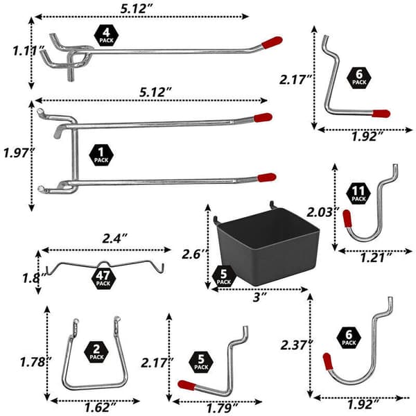 Metall Pegboard Organizer Assortment Kit - 114 deler
