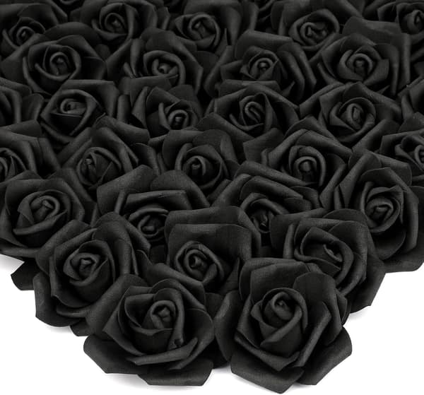 50 Stykker (Sort) Kunstige Rose Blomster, Kunstige Blomster til