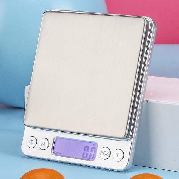 Precision Scale 0.01g, 500g/0.01g Kitchen Scale, Jewelry Scales with Tare and Count Function, Pocket Scale with Backlit LCD Display (Stainless Steel &