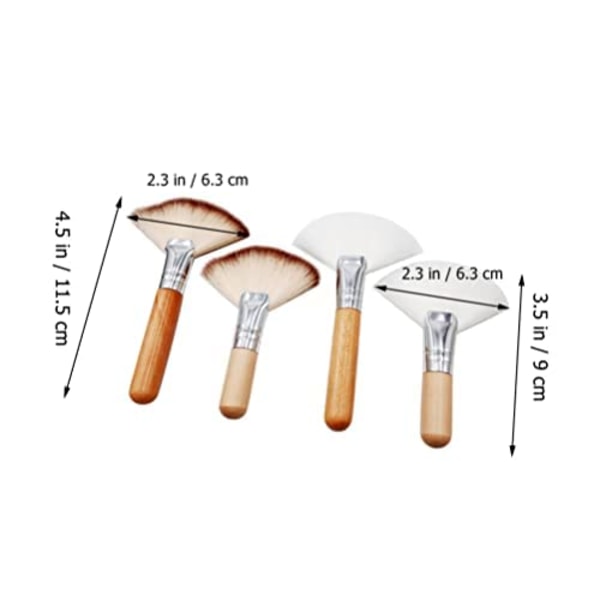 Ansigtsviftebørste, Ansigtsmakeupbørste, Highlighter Makeupbørste Kosmetiske Værktøjer, 4 STK