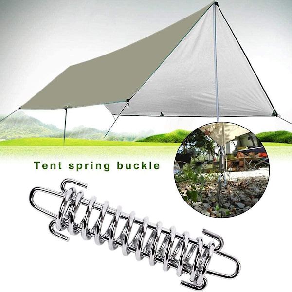 Tauklemmefjær, 4 stk. strammefjær i rustfritt stål med høy strekkfasthet, tauklemmefjærtelt for utendørs camping, fotturer, piknik, 10*3,5 cm