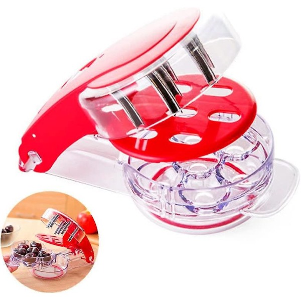 Home Kitchen Tool Handheld Cherry Pitter Corer Olives Pit Easy Removal Semiconductor Core Core Clamp (White)