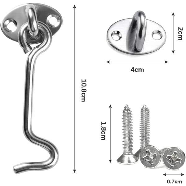 Port Latch 4 stk., Dørgrebskrog, 4 tommer Rustfrit Stål