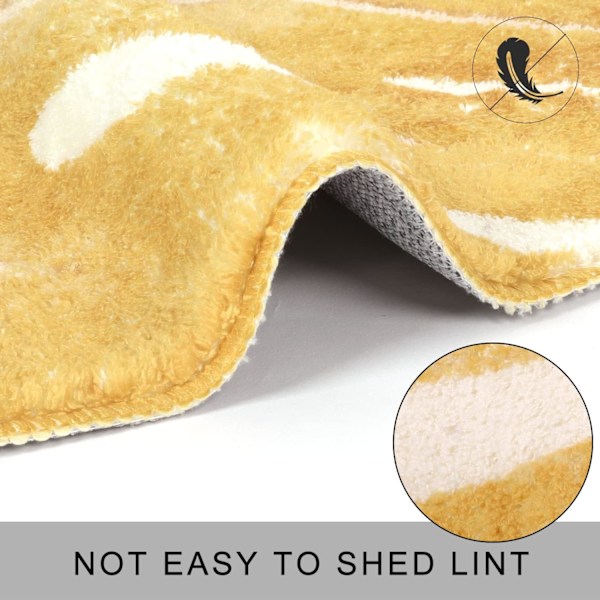 Gult blad område teppe, 2'x3', badematte for bad, sklisikker myk polyester teppe, maskinvaskbar, absorberer vann, moderne bladformet teppe for dørmatte badekar, innendørs teppe
