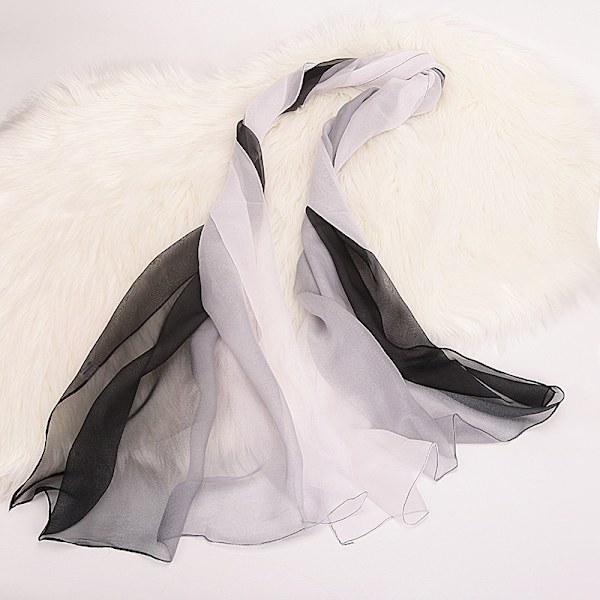 Mjuk gradientefärgad damscarf 175*75cm - (Svart) -