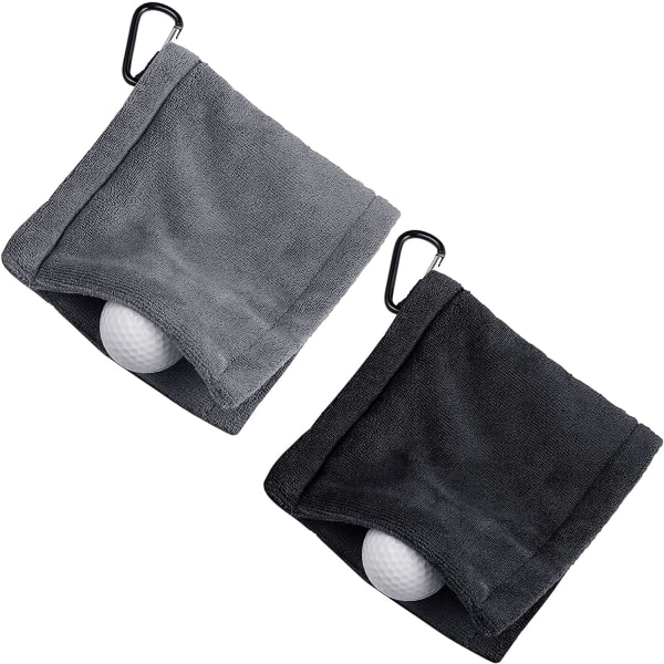 2 golfhåndklæde med karabinhage, golfhåndklæde 5 x 5 tommer mikrofiber