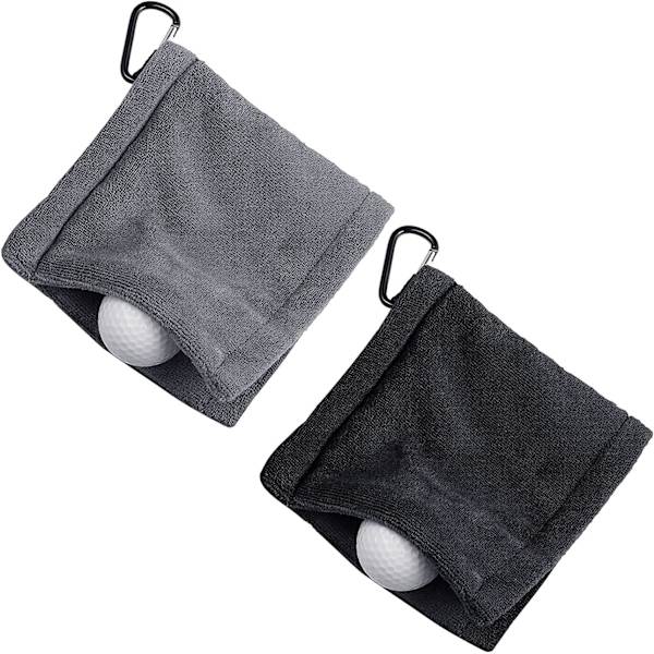 2 golfhåndklær med snap-krok, golfhåndkle 5 x 5 tommer mikrofiber