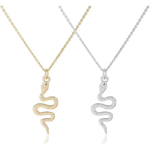 2 Pak Slangehalskæde Sølv Slangekæde Gothic Punk Choker