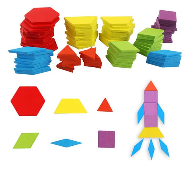 Träpussel - leksaker - klassiska pedagogiska leksaker - 155 geometriska