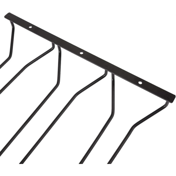 33,5 cm Svart Vinglasshylle, 3 Rader, Under Hylle Vinglassholder