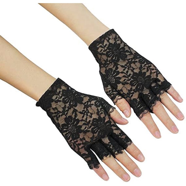 Spets fingerlösa handskar Gothic Wrist Bröllopsfest handskar 1 par,