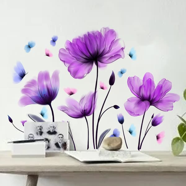 Väggdekaler Flickblomma Väggdekal Trädgård Blomma Tulpan Vägg