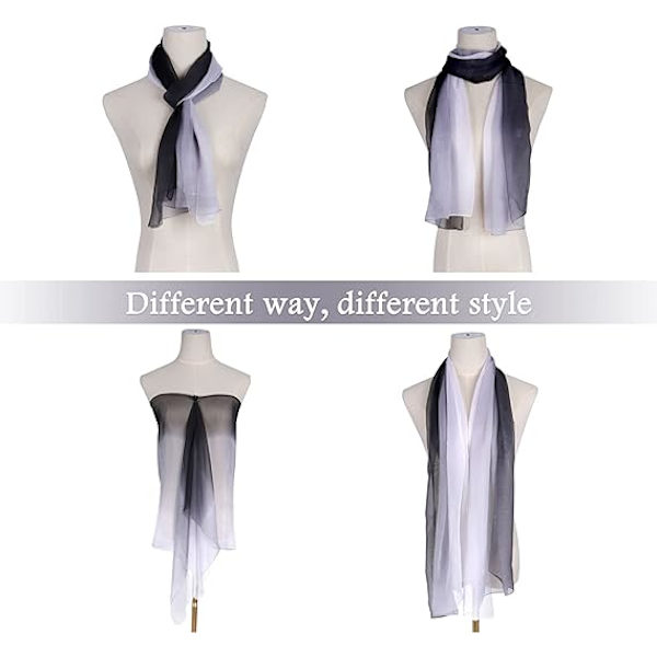 Mjuk gradientefärgad damscarf 175*75cm - (Svart) -