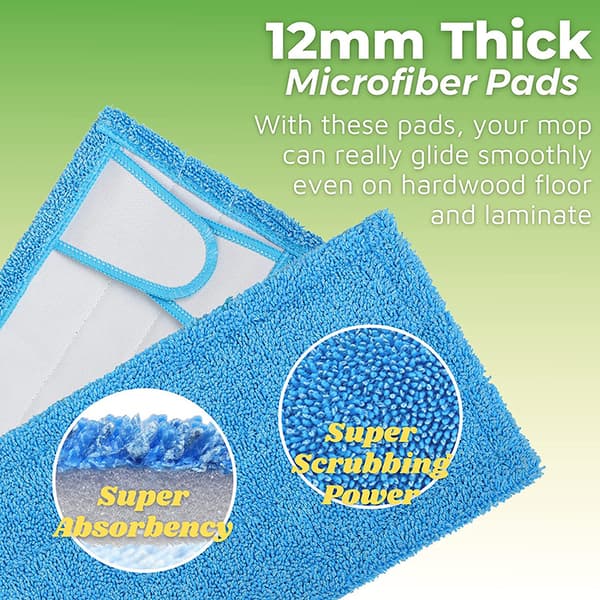 2 mikrofibermopper, genanvendelige mopper, vaskbare mopper, til stue,