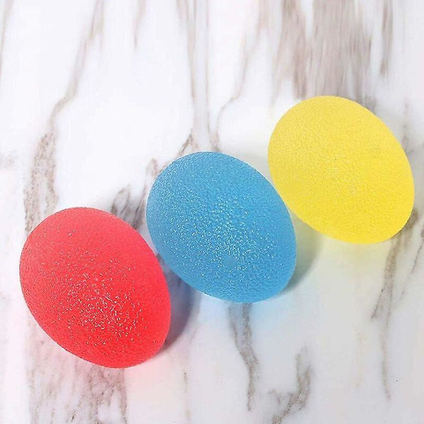 3-pack äggformade stressbollar fingertränare handtränare rehabilitering fingergreppsförstärkare fingerartrit smärtlindring (röd, gul och blå),