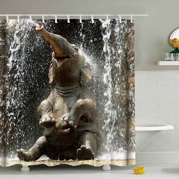 Et sæt (Glad Elefant, ca. 180 x 180 cm) Designer Bruseforhæng