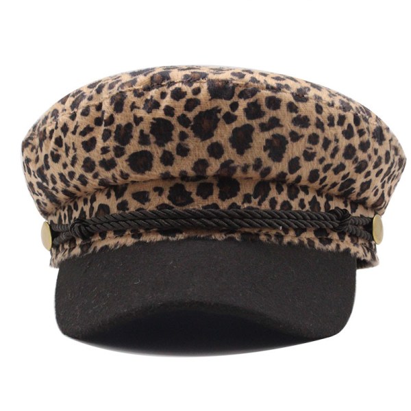 Kvinnor Basker Spikes Vinter Murgröna Flat Hat Leopard Basker