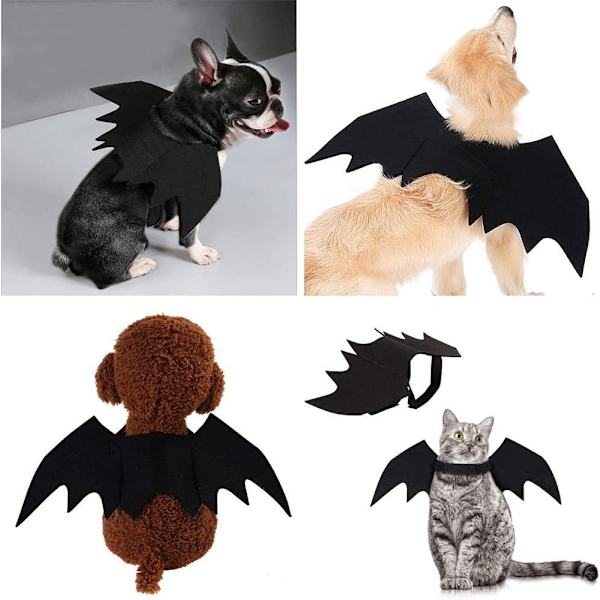 Katt Halloween Kostym Batvingar Husdjurskläder Halloweenfest
