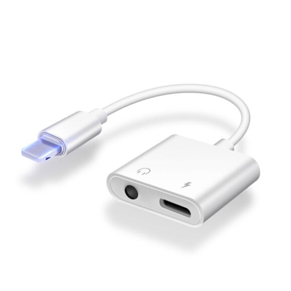 Apple 8 dobbel adapter lightning pluss 3,5 mm overføringskabel lading