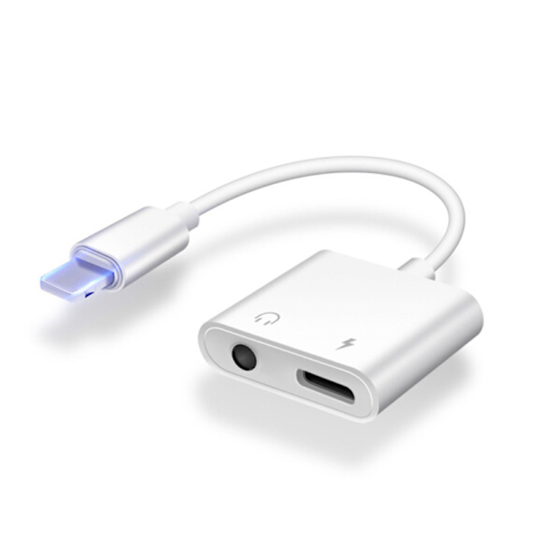 Apple 8 dubbla adapter lightning plus 3.5mm överföringskabel laddning