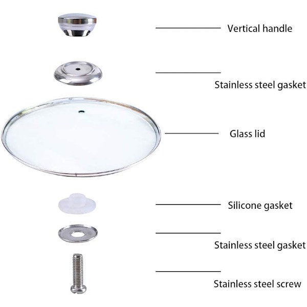 8 stk. Rustfrit Stål Grydelåg Knapper (L), Grydelåg Knapper