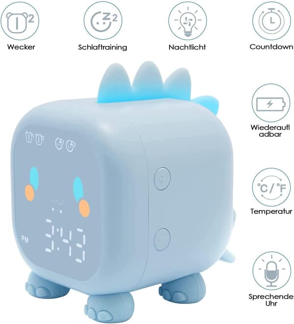 1 stk Blå Dinosaur Vækkeur Børn Smart Elektronisk Ur