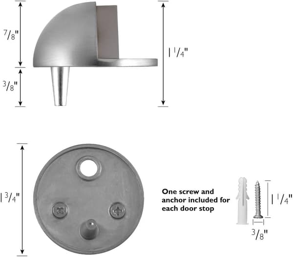 Dørstopper, Kuppelform, 5-pak, Satin Nikkel