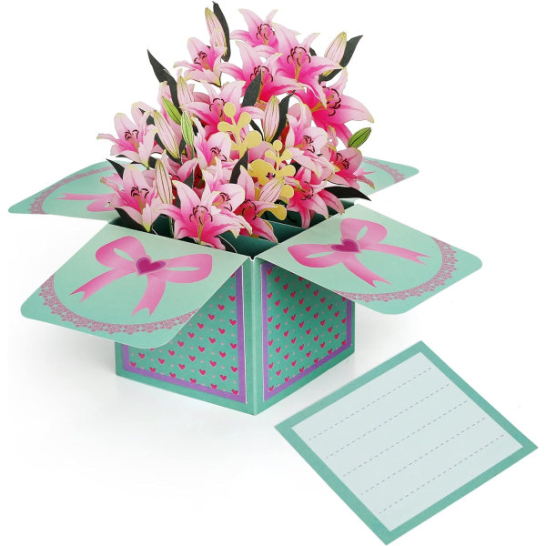 1 stk Håndlaget Blomsterbukett Formet 3D Pop Up Takkekort