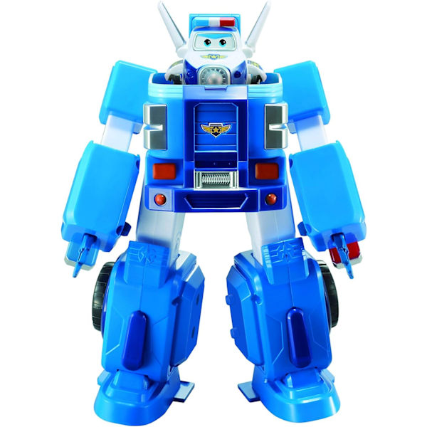 7\" Pauls Polisbil med 2\" Transform-a-Bot Paul Minifigur, Transformerande Flygplan Leksaksfordonsset, Rolig Pres