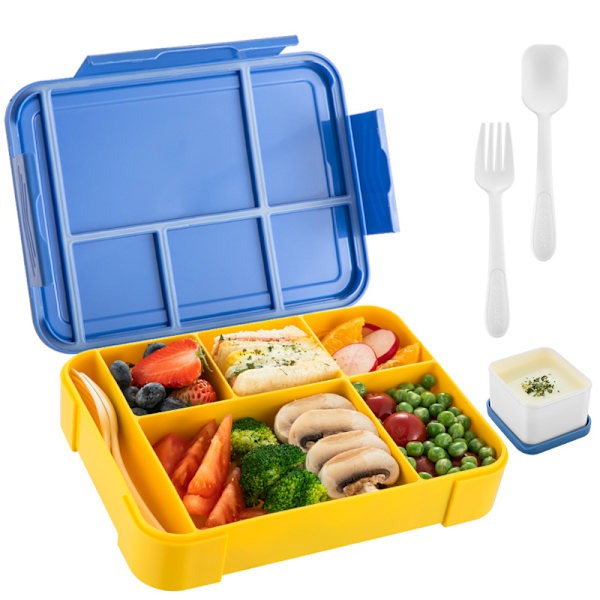 Lunchbox, vuxenlunchbox med 5 fack och 1 salladsbehållare