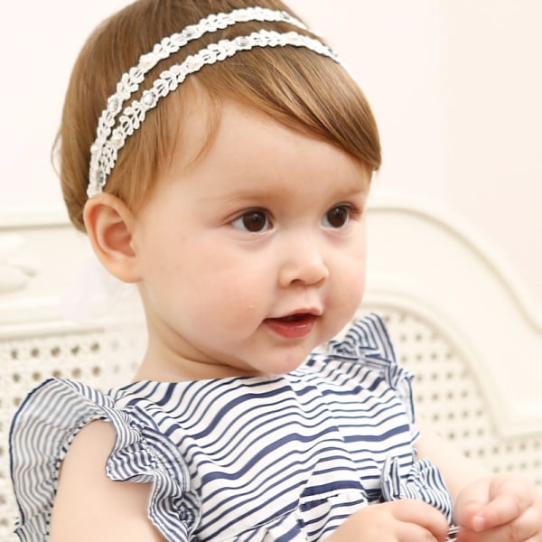 Baby Girl Sløyfe Pannebånd Flower Head Bandana med elastisk innpakning