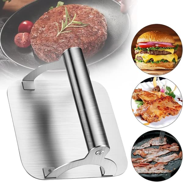 1 rustfrit stål hamburgerkødspresse manuel kødspresse