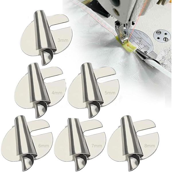 Universal symaskinsfotset för rullad fåll, symaskinsfot för fållning, 3-10 mm rullad fålltryckfot sömguide 6 st 3-8 mm
