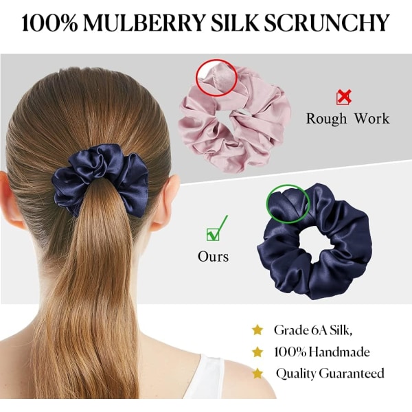 100 % silke hår Scrunchie [Pack med 2] Hårband Kvinnor Flickor