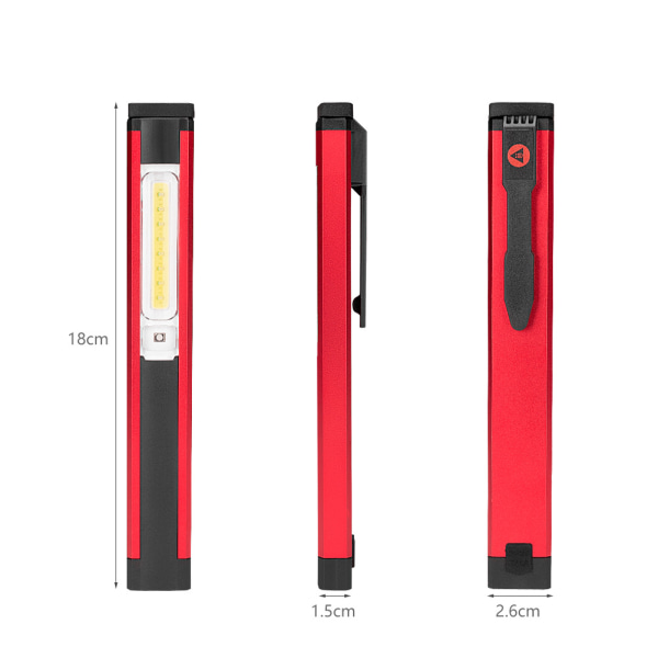 1 st COB-penna arbetslampa USB uppladdningsbar accesslampa med penna
