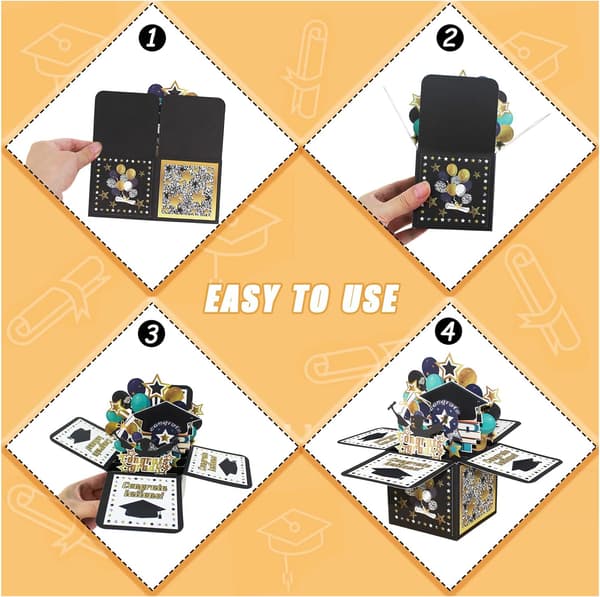 1 stk Doktorhatt Graduation Gavekort 3D Pop-Up Kort