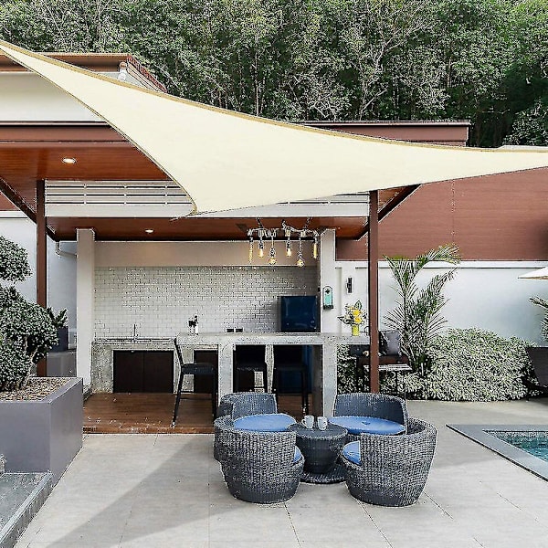 3x4x5m Seglingsmarkis Sol Triangulär Markis-ter Pool Tak Tri För Utomhus Uteplats En Markiser Beige