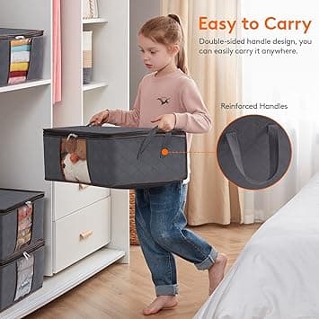 Grå förvaringsväska för kläder, 35L, hopfällbar under sängen, 1-pack