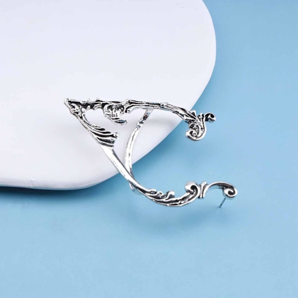 1 par (Silver) Gotiska Alvöron Cuff Örhängen Retro Elven Fairy