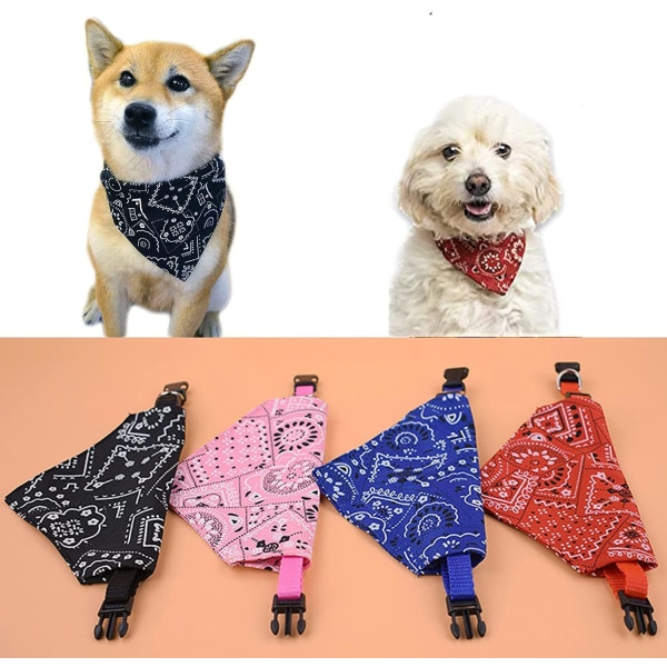 Hundehalsbånd, 4 stykker Justerbar Pet Trekant Bandana, Hundtørklæde
