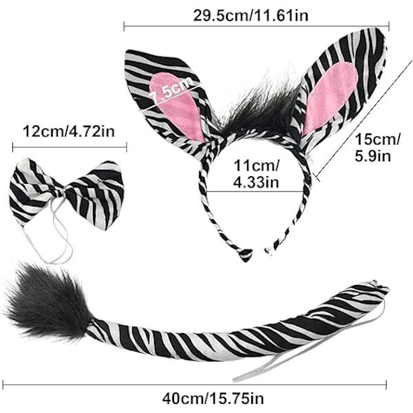 Zebra Kit, Zebra øre-bånd med sløjfehale, dyrehår fjernelse,